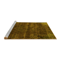 Sideview of Machine Washable Abstract Yellow Modern Rug, wshabs1853yw