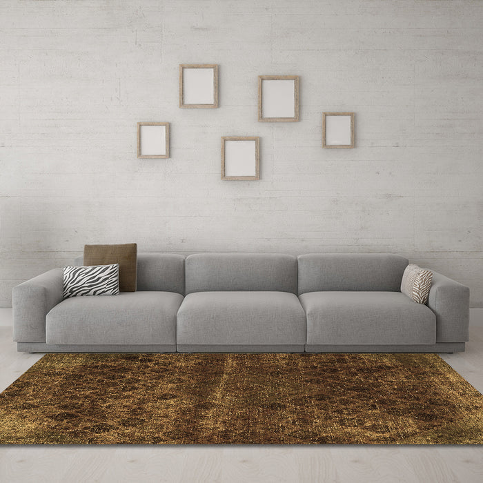 Machine Washable Abstract Brown Modern Rug in a Living Room,, wshabs1853brn