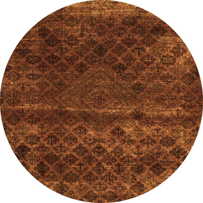Round Abstract Orange Modern Rug, abs1853org