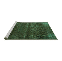 Sideview of Machine Washable Abstract Turquoise Modern Area Rugs, wshabs1853turq
