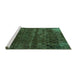 Sideview of Machine Washable Abstract Turquoise Modern Area Rugs, wshabs1853turq