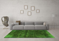 Machine Washable Abstract Green Modern Rug, wshabs1853grn