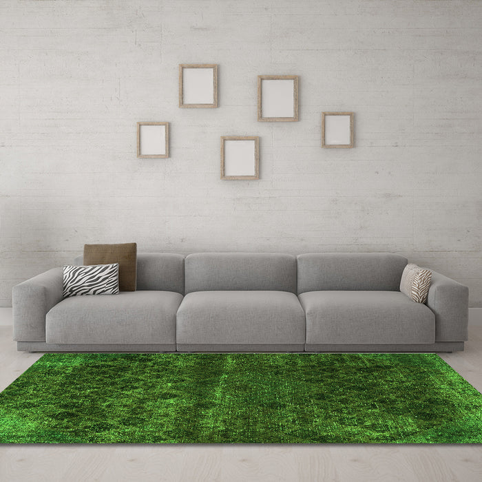 Machine Washable Abstract Green Modern Area Rugs in a Living Room,, wshabs1853grn