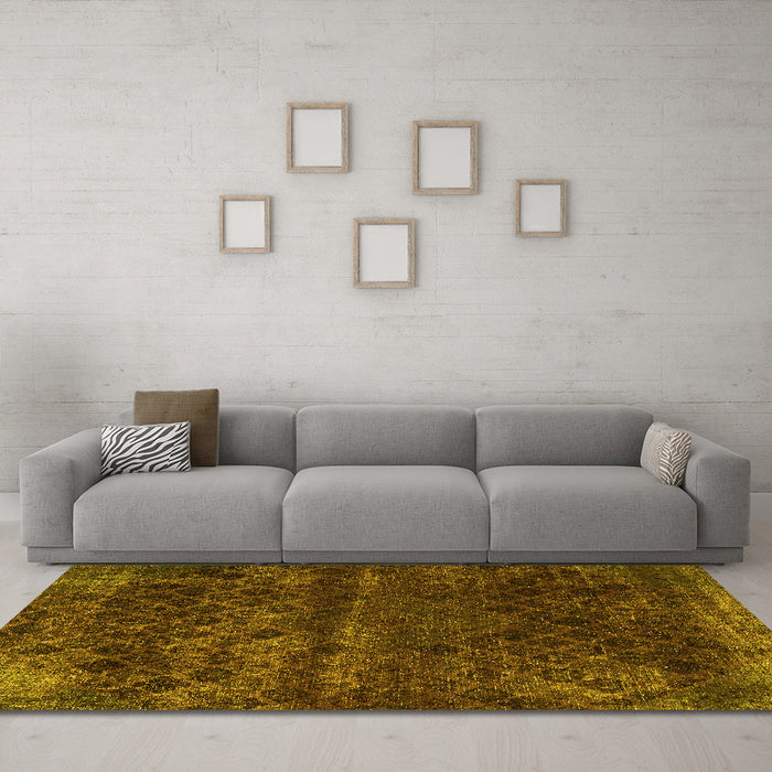 Machine Washable Abstract Yellow Modern Rug in a Living Room, wshabs1853yw
