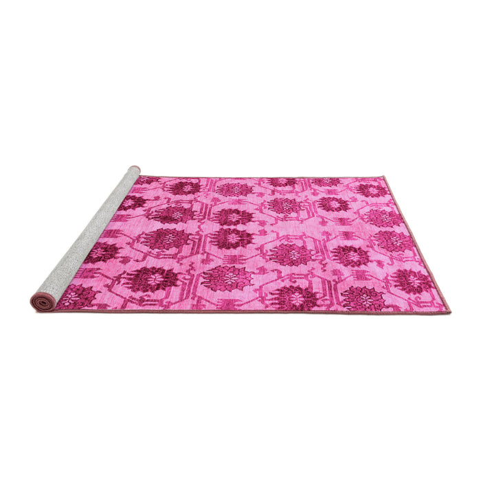 Sideview of Machine Washable Abstract Pink Modern Rug, wshabs1854pnk