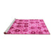 Sideview of Machine Washable Abstract Pink Modern Rug, wshabs1854pnk