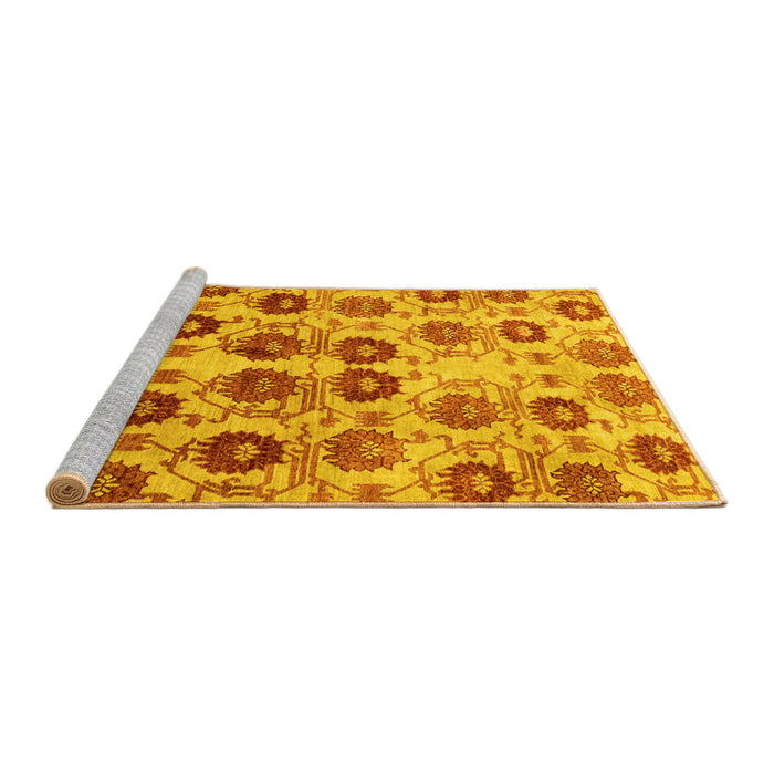 Sideview of Machine Washable Abstract Yellow Modern Rug, wshabs1854yw
