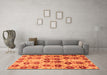 Machine Washable Abstract Orange Modern Area Rugs in a Living Room, wshabs1854org