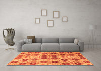 Machine Washable Abstract Orange Modern Rug, wshabs1854org