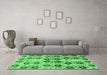 Machine Washable Abstract Emerald Green Modern Area Rugs in a Living Room,, wshabs1854emgrn