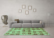 Machine Washable Abstract Turquoise Modern Area Rugs in a Living Room,, wshabs1854turq