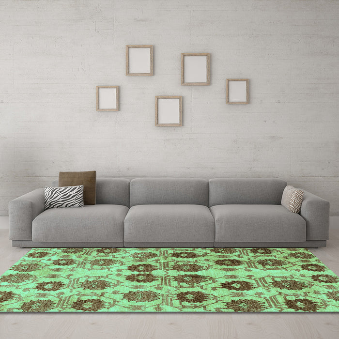 Machine Washable Abstract Turquoise Modern Area Rugs in a Living Room,, wshabs1854turq