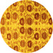 Round Abstract Yellow Modern Rug, abs1854yw