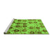 Sideview of Machine Washable Abstract Green Modern Area Rugs, wshabs1854grn