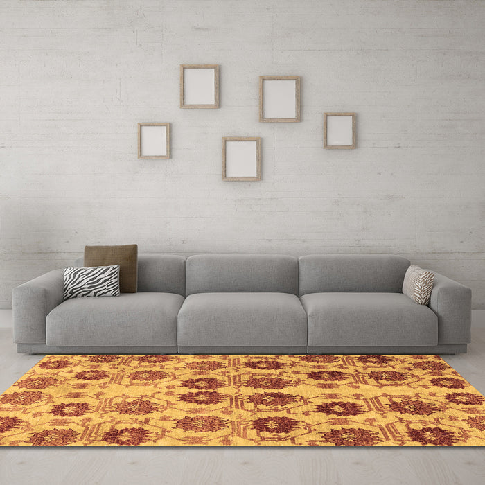 Machine Washable Abstract Brown Modern Rug in a Living Room,, wshabs1854brn