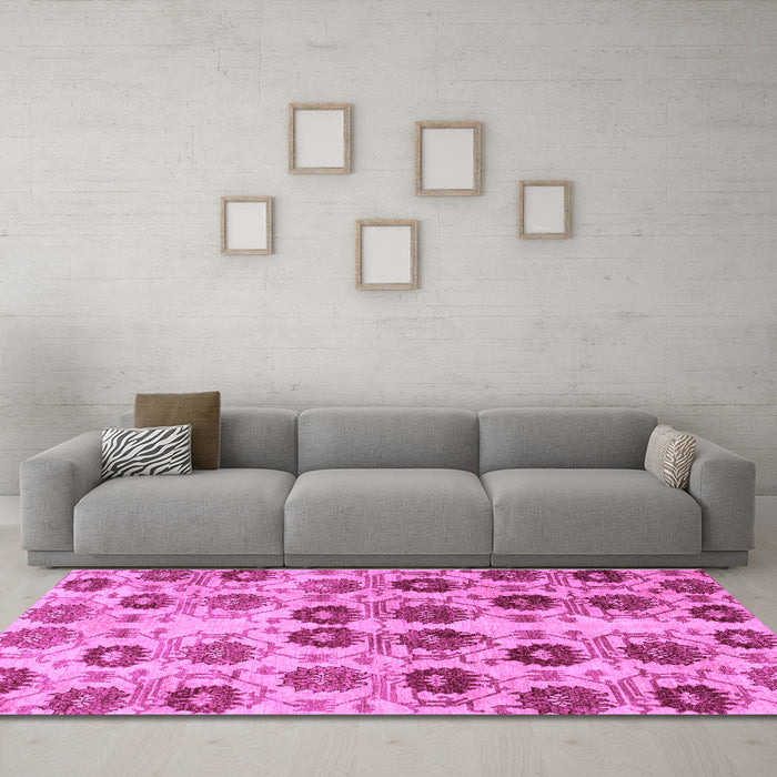 Machine Washable Abstract Purple Modern Area Rugs in a Living Room, wshabs1854pur