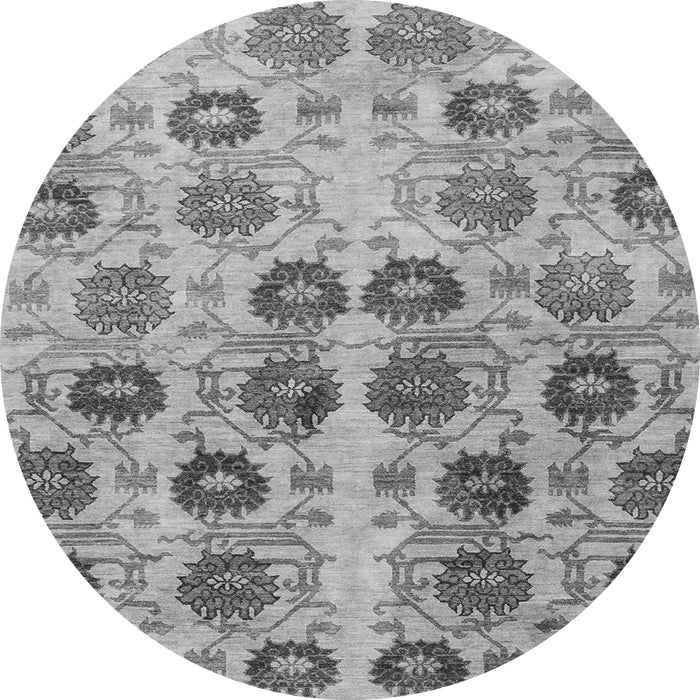 Round Machine Washable Abstract Gray Modern Rug, wshabs1854gry