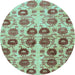 Round Machine Washable Abstract Light Blue Modern Rug, wshabs1854lblu