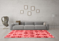 Machine Washable Abstract Red Modern Rug, wshabs1854red