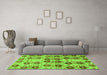 Machine Washable Abstract Green Modern Area Rugs in a Living Room,, wshabs1854grn