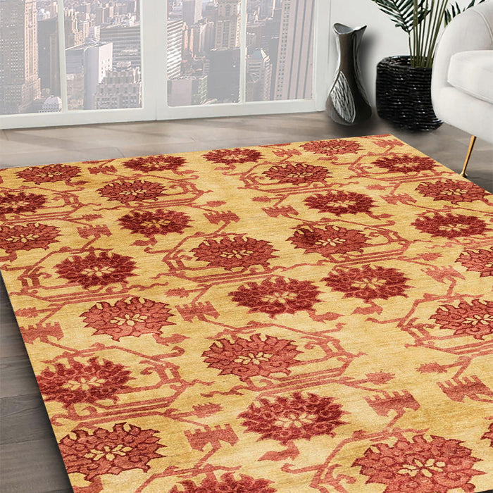Abstract Red Modern Rug in Family Room, abs1854