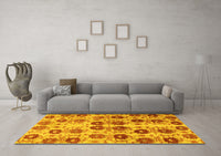 Machine Washable Abstract Yellow Modern Rug, wshabs1854yw