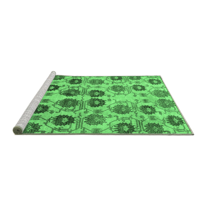 Sideview of Machine Washable Abstract Emerald Green Modern Area Rugs, wshabs1854emgrn