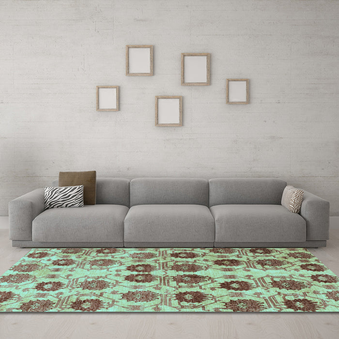 Machine Washable Abstract Light Blue Modern Rug in a Living Room, wshabs1854lblu