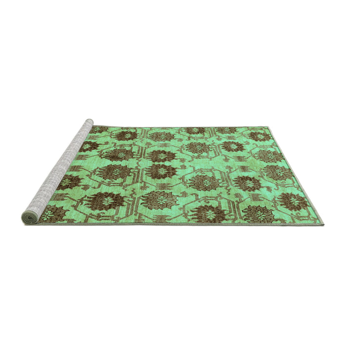 Sideview of Machine Washable Abstract Turquoise Modern Area Rugs, wshabs1854turq