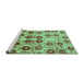 Sideview of Machine Washable Abstract Turquoise Modern Area Rugs, wshabs1854turq