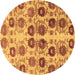 Round Machine Washable Abstract Brown Modern Rug, wshabs1854brn