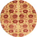 Round Machine Washable Abstract Fire Red Rug, wshabs1854