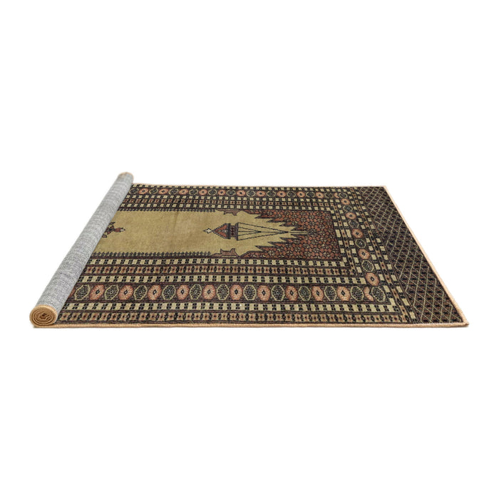 Sideview of Machine Washable Abstract Bakers Brown Rug, wshabs1855
