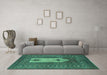 Machine Washable Abstract Turquoise Modern Area Rugs in a Living Room,, wshabs1855turq