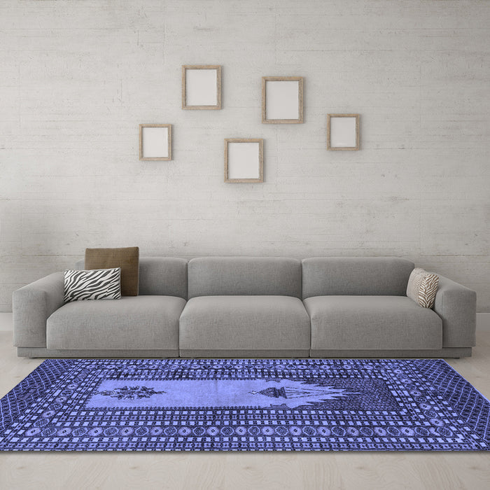 Machine Washable Abstract Blue Modern Rug in a Living Room, wshabs1855blu