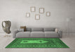 Machine Washable Abstract Emerald Green Modern Area Rugs in a Living Room,, wshabs1855emgrn