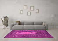 Machine Washable Abstract Pink Modern Rug, wshabs1855pnk