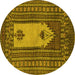 Round Abstract Yellow Modern Rug, abs1855yw