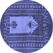 Round Machine Washable Abstract Blue Modern Rug, wshabs1855blu