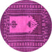 Round Machine Washable Abstract Pink Modern Rug, wshabs1855pnk