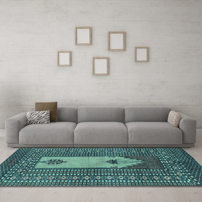 Machine Washable Abstract Light Blue Modern Rug in a Living Room, wshabs1855lblu