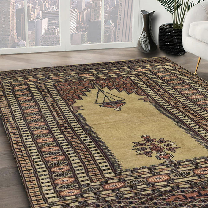 Machine Washable Abstract Bakers Brown Rug in a Family Room, wshabs1855