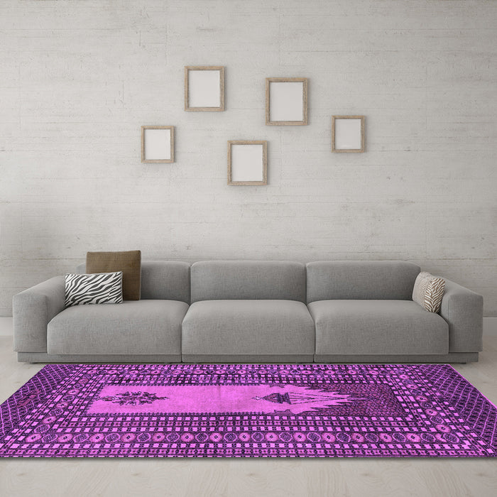 Machine Washable Abstract Purple Modern Area Rugs in a Living Room, wshabs1855pur