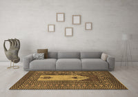 Machine Washable Abstract Brown Modern Rug, wshabs1855brn