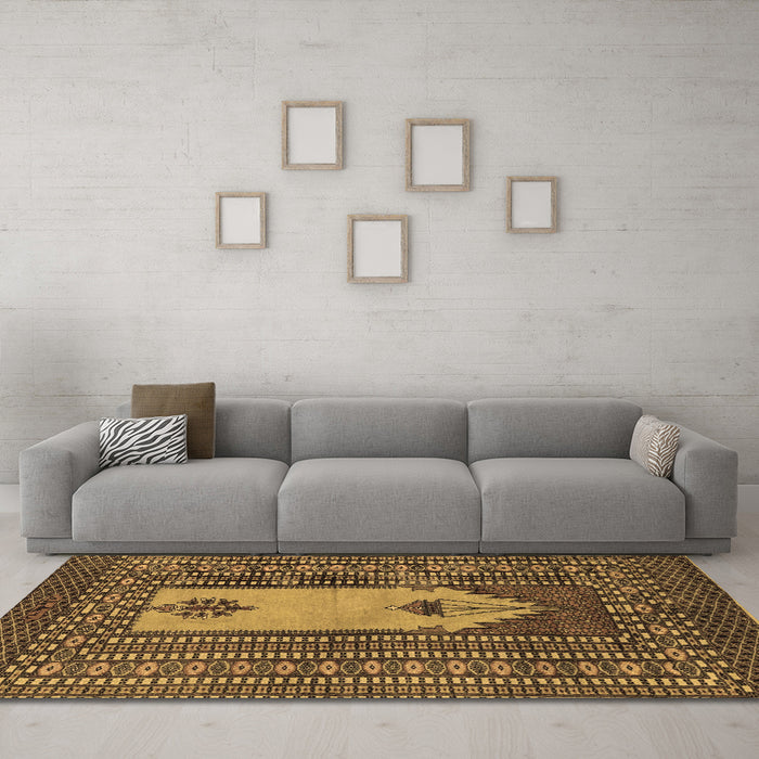 Machine Washable Abstract Brown Modern Rug in a Living Room,, wshabs1855brn