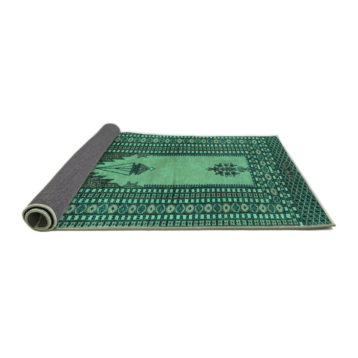 Sideview of Abstract Turquoise Modern Rug, abs1855turq