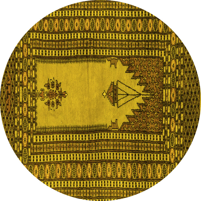 Round Machine Washable Abstract Yellow Modern Rug, wshabs1855yw