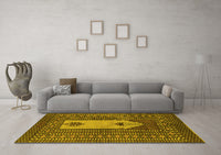 Machine Washable Abstract Yellow Modern Rug, wshabs1855yw