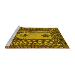 Sideview of Machine Washable Abstract Yellow Modern Rug, wshabs1855yw