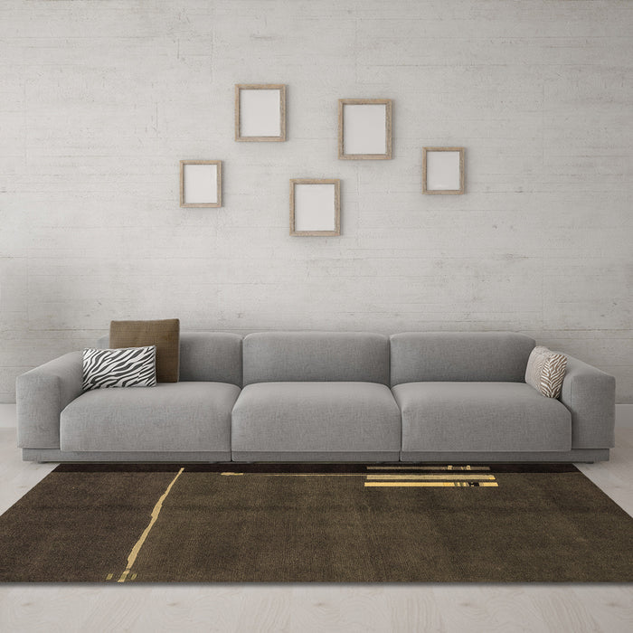 Machine Washable Abstract Brown Modern Rug in a Living Room,, wshabs1856brn